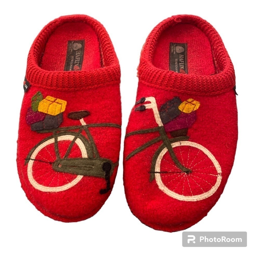 Haflinger RARE Bicycle Wool Felt Slippers